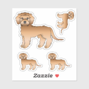 Apricot Mini Goldendoodle Cute Cartoon Dog