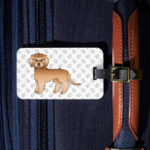 Apricot Mini Goldendoodle Cute Cartoon Dog & Text Luggage Tag