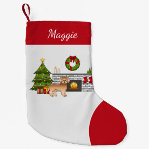 Apricot Mini Goldendoodle - Festive Christmas Room Small Christmas Stocking