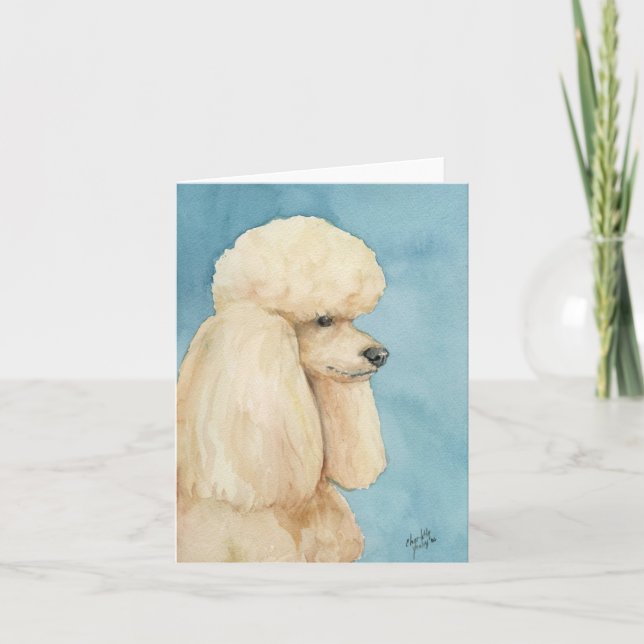 Apricot Miniature Poodle Dog Art Note Card (Front)