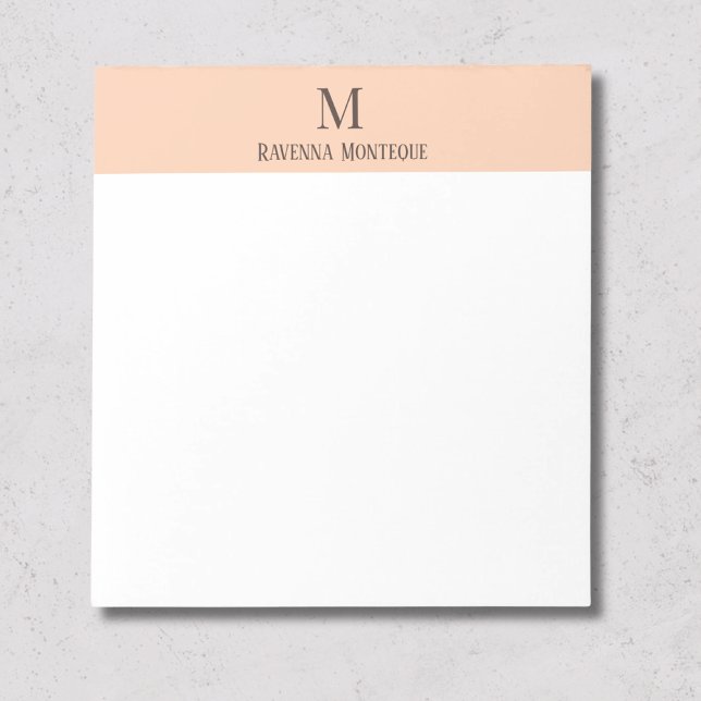 Apricot Minimal Personalised Name Letter Monogram Notepad (Creator Uploaded)