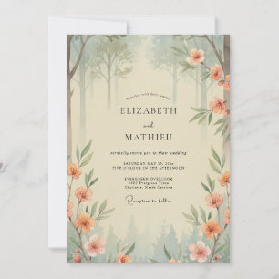Apricot Misty Blossom Wedding Invitation