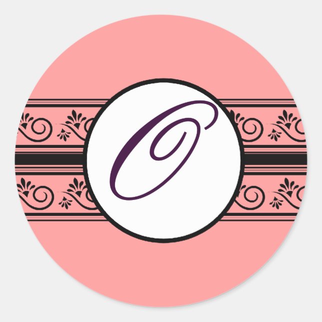 Apricot Monogram Wedding Borders Any Colour Classic Round Sticker (Front)