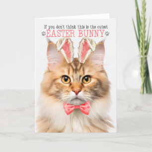 Apricot Norwegian Forest Cat Bunny Ears for Easter Holiday Card