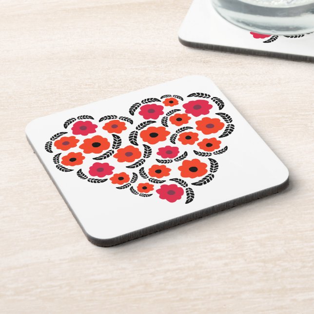 Apricot Orange Flower Heart  Coaster (Left Side)