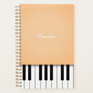 Apricot Orange Piano Keyboard Personalised Music Planner