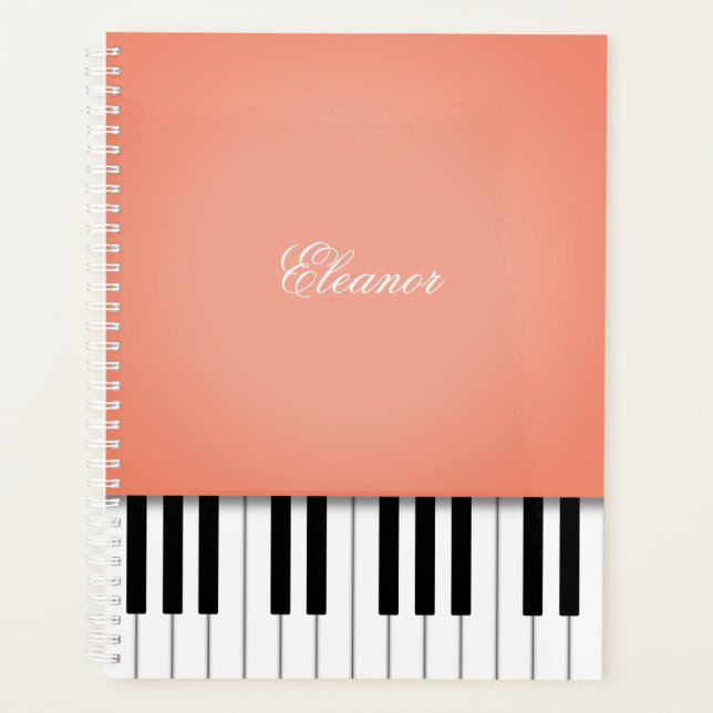 Apricot Orange Piano Music Keyboard Customised Planner (Front)