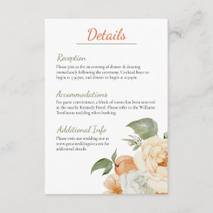 Apricot Orchard Botanical Wedding Details Card