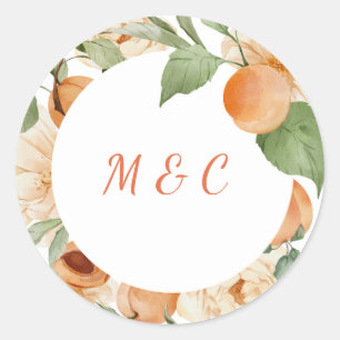 Apricot Orchard Botanical Wedding Monogram Sticker