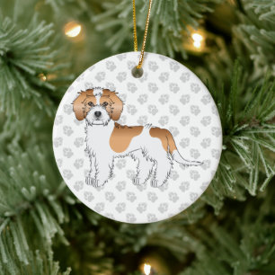 Apricot Parti-colour Mini Goldendoodle Dog Ceramic Tree Decoration
