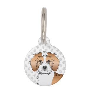 Apricot Parti-colour Mini Goldendoodle Dog Head Pet Tag