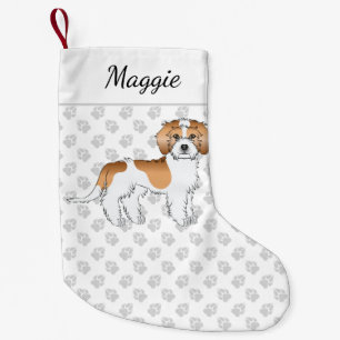 Apricot Parti-colour Mini Goldendoodle Dog & Name Small Christmas Stocking