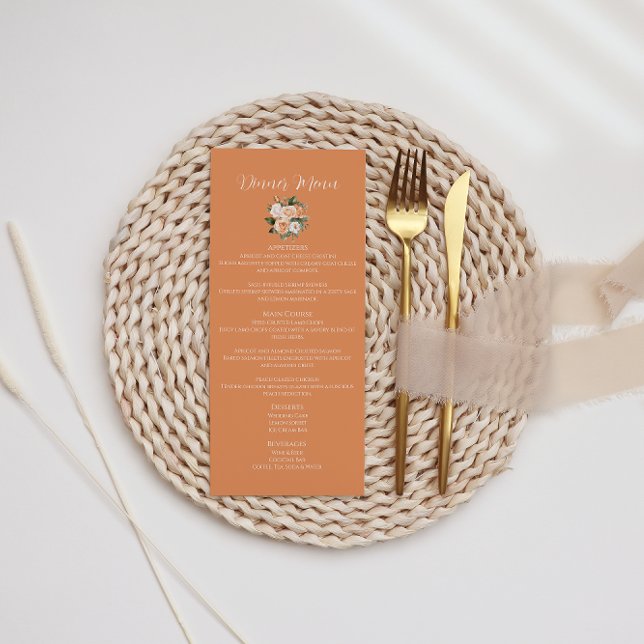 Apricot Peach Floral Wedding Menu (Creator Uploaded)