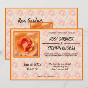 Apricot Peach Hybrid Rose Flower Wedding Invitation
