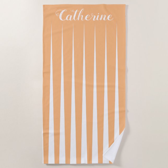Apricot Peach Orange Pleat Triangle Design Beach Towel (Front)