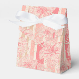 Apricot peach pink floral striped pattern favour box