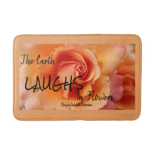 Apricot Peach Rose Flower Close Up Photo Bath Mat