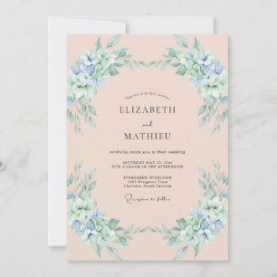 Apricot Periwinkle Petal Wedding Invitation