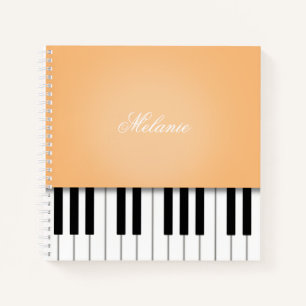 Apricot Piano Music Keyboard Personalised Notebook
