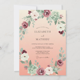 Apricot Plum Peony Wedding Invitation