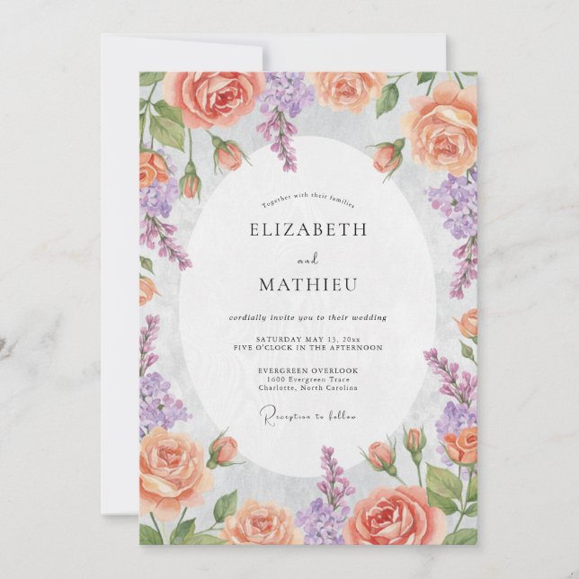 Apricot Polished Spring Wedding Invitation (Front)
