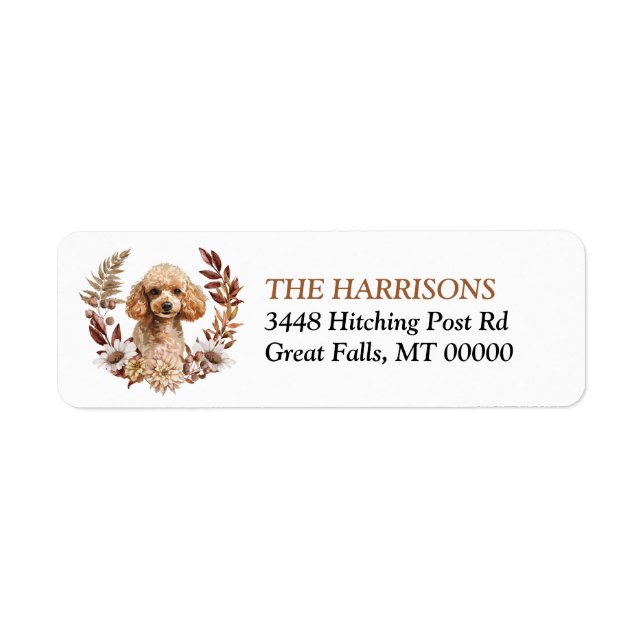 Apricot Poodle Dog Autumn Wreath (Front)