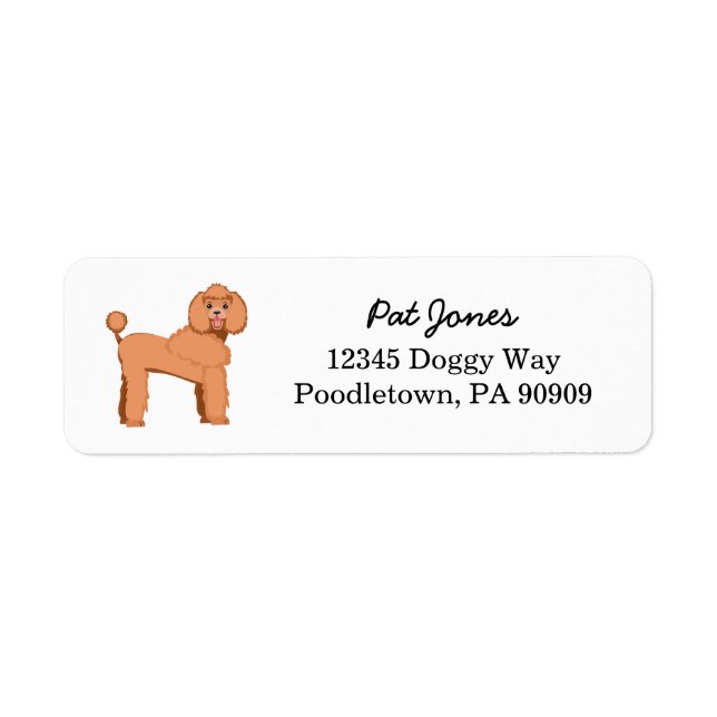 Apricot Poodle Dog return address label (Front)