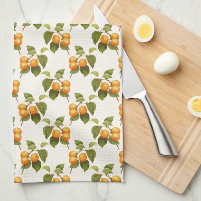 Apricot Print Tea Towel (Quarter Fold)