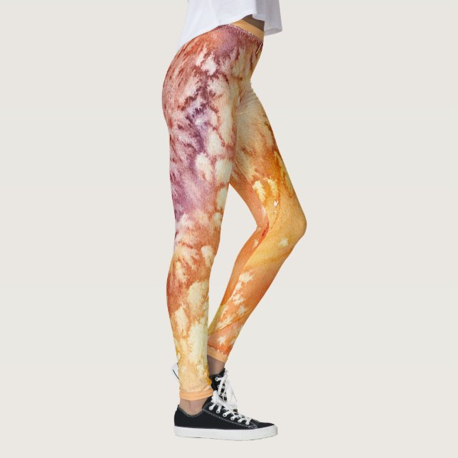 Apricot Rose Abstract Design Leggings (Right)