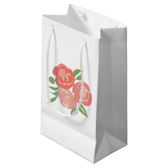 Apricot Roses Gift Bag (Front Angled)
