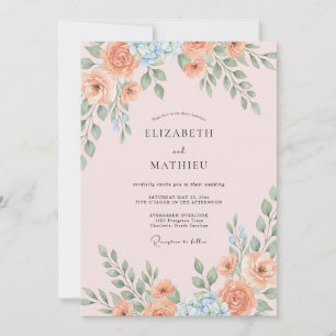 Apricot Sky Leaf Wedding Invitation