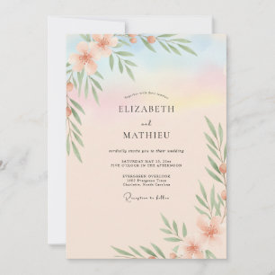 Apricot Sky Leafy Wedding Invitation
