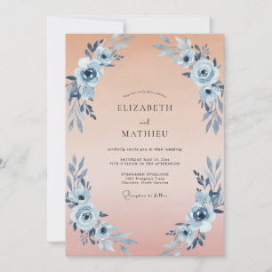 Apricot Slate Ranunculus Soft Eucalyptus Wedding Invitation