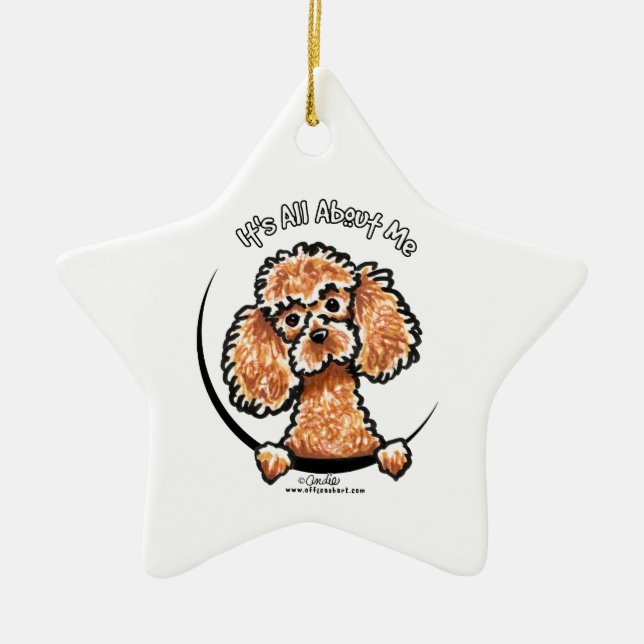 Apricot Toy Miniature Poodle IAAM Ceramic Tree Decoration (Front)