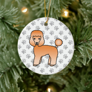 Apricot Toy Poodle Cute Cartoon Dog Ceramic Tree Decoration