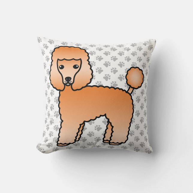 Apricot Toy Poodle Cute Cartoon Dog Cushion (Front)