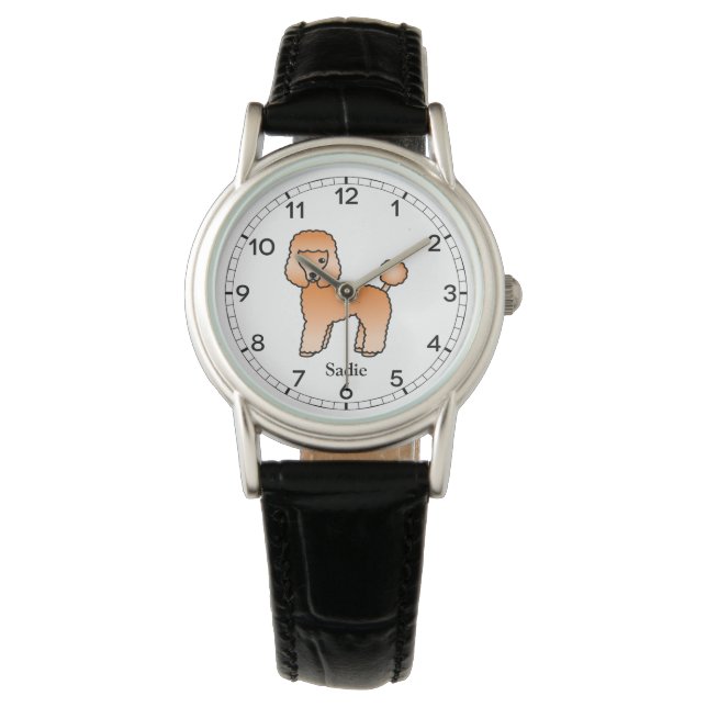 Apricot Toy Poodle Cute Cartoon Dog & Name Watch (Front)