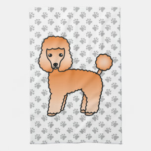 Apricot Toy Poodle Cute Cartoon Dog Tea Towel
