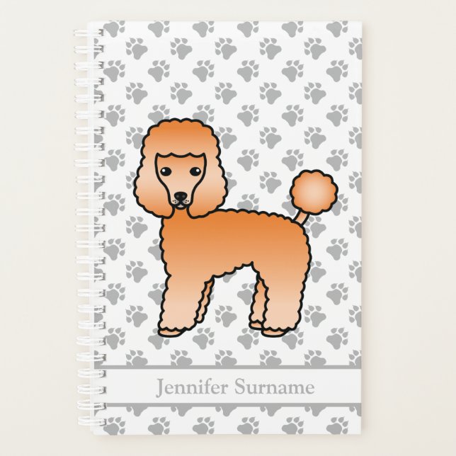 Apricot Toy Poodle Cute Cartoon Dog & Text Planner (Front)