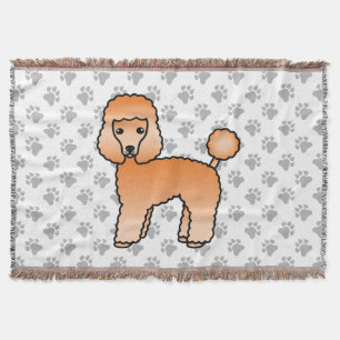 Apricot Toy Poodle Cute Cartoon Dog Throw Blanket
