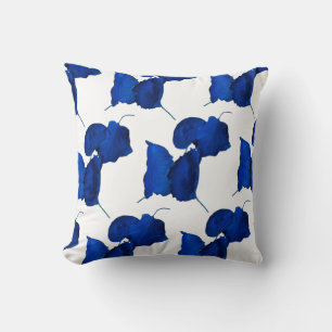 Apricot Tree Blue Leaves Cushion Throw Pillow