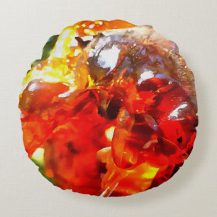 Apricot Tree Leaked Resin Abstract Abstract Painti Round Cushion
