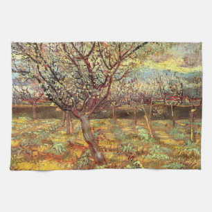 Apricot Trees in Blossom by Vincent van Gogh Tea Towel