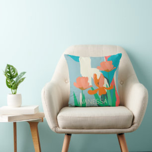 Apricot Tulips Artistic Modern Colour Blocks Custo Cushion