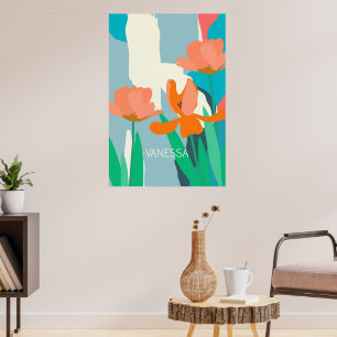 Apricot Tulips Artistic Modern Colour Blocks Custo Poster