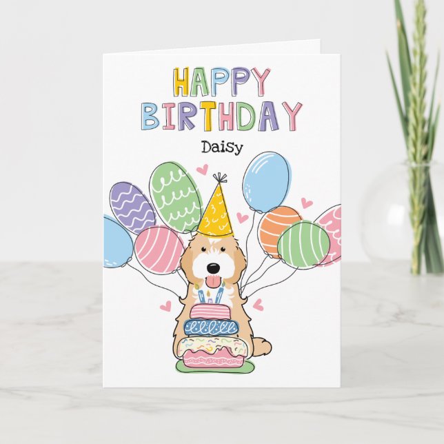 Apricot Tuxedo Cockapoo Cavapoo Dog Happy Birthday Card (Front)