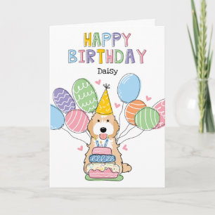 Apricot Tuxedo Cockapoo Cavapoo Dog Happy Birthday Card