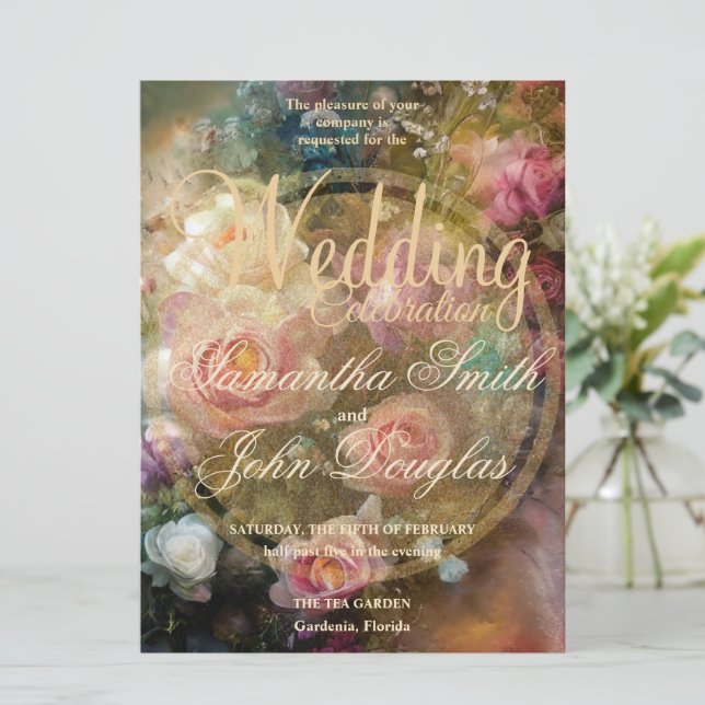 Apricot Vintage Roses Painted In Old Gold (Standing Front)