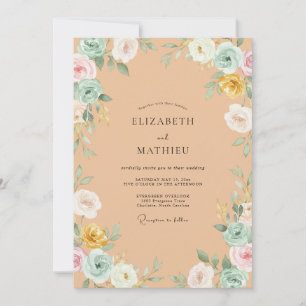 Apricot Vivid Spring Wedding Invitation