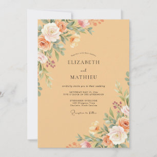 Apricot Warm Vintage Wedding Invitation